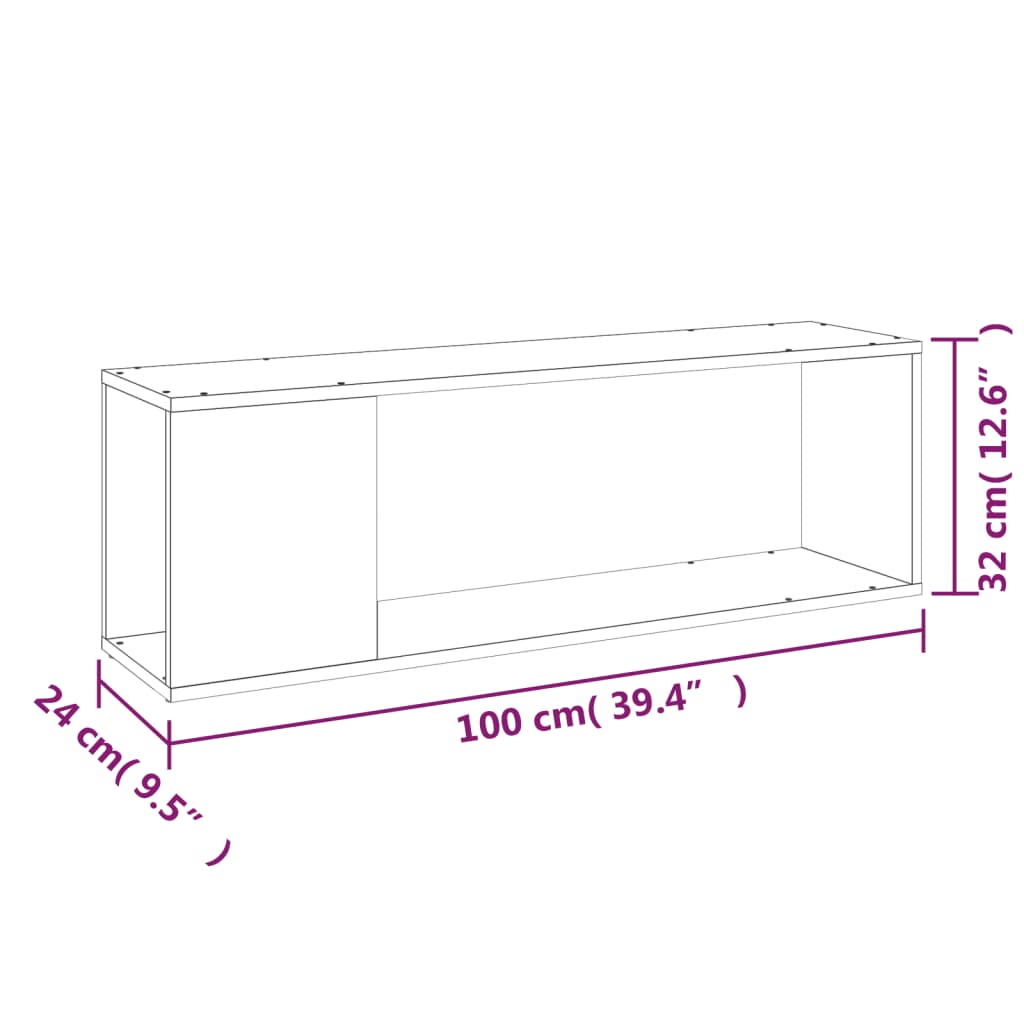 Meuble TV Blanc 100x24x32 cm Bois d'ingénierie