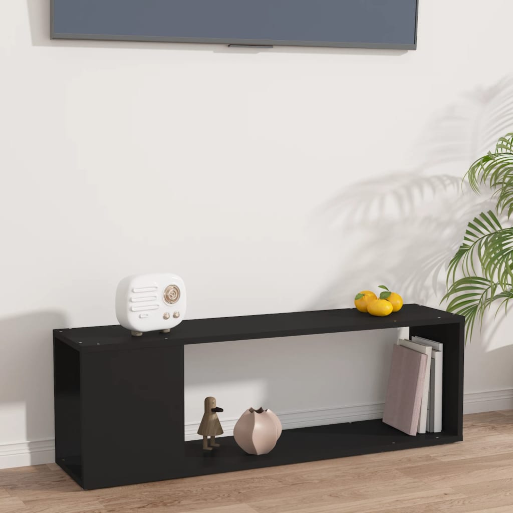 Black TV cabinet 100x24x32 cm Engineered wood