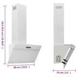 60 cm wall hood Steel and tempered glass White