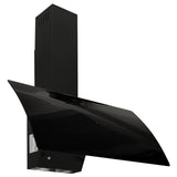 90 cm wall hood Steel and tempered glass Black