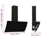 90 cm wall hood Steel and tempered glass Black