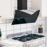 90 cm wall hood Steel and tempered glass Black