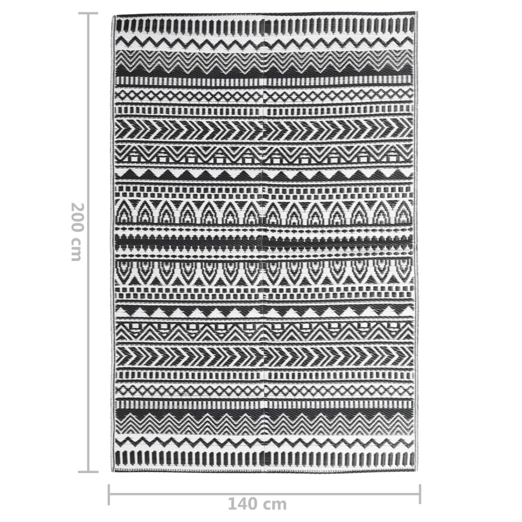 Tapis d'extérieur Noir 140x200 cm PP