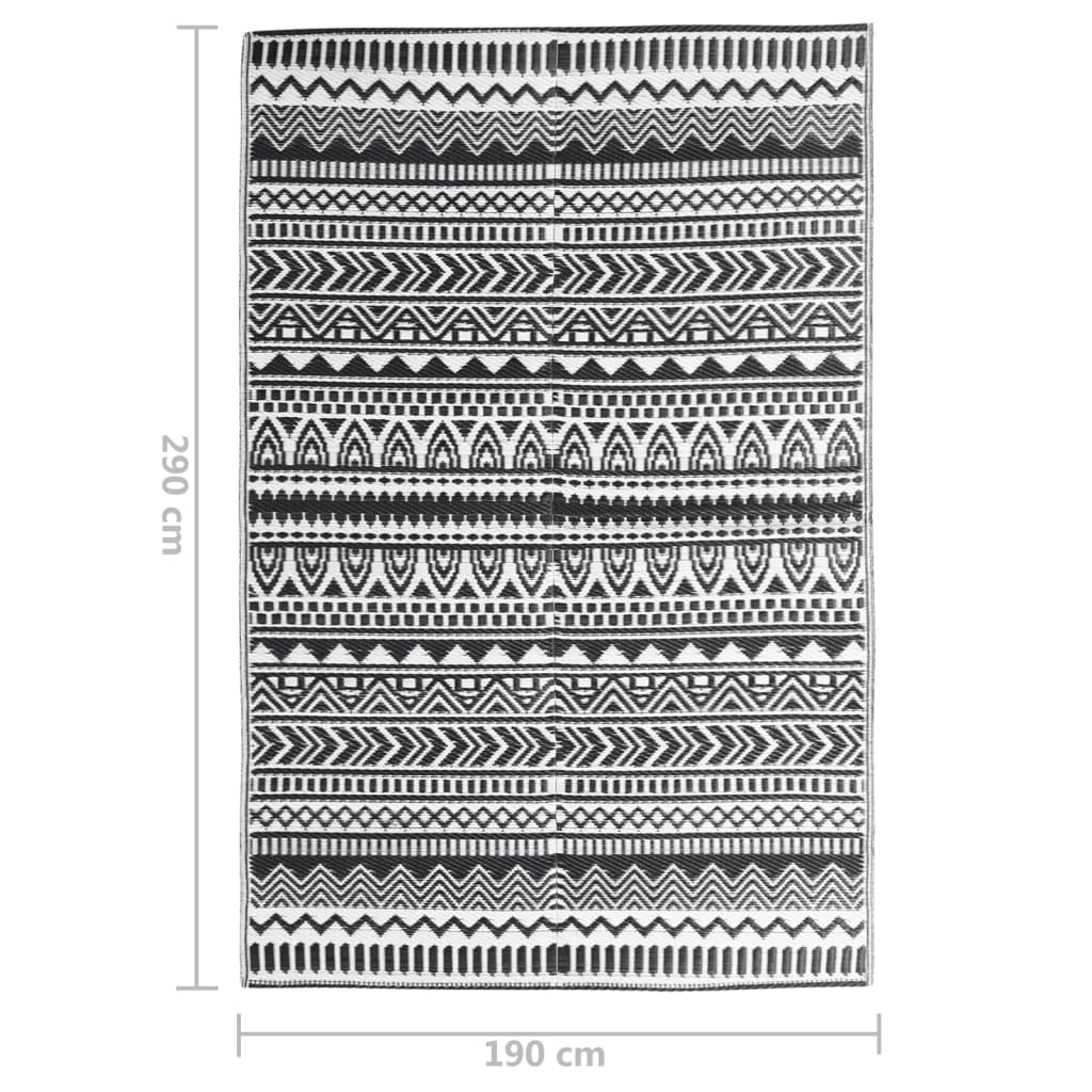 Tapis d'extérieur Noir 190x290 cm PP