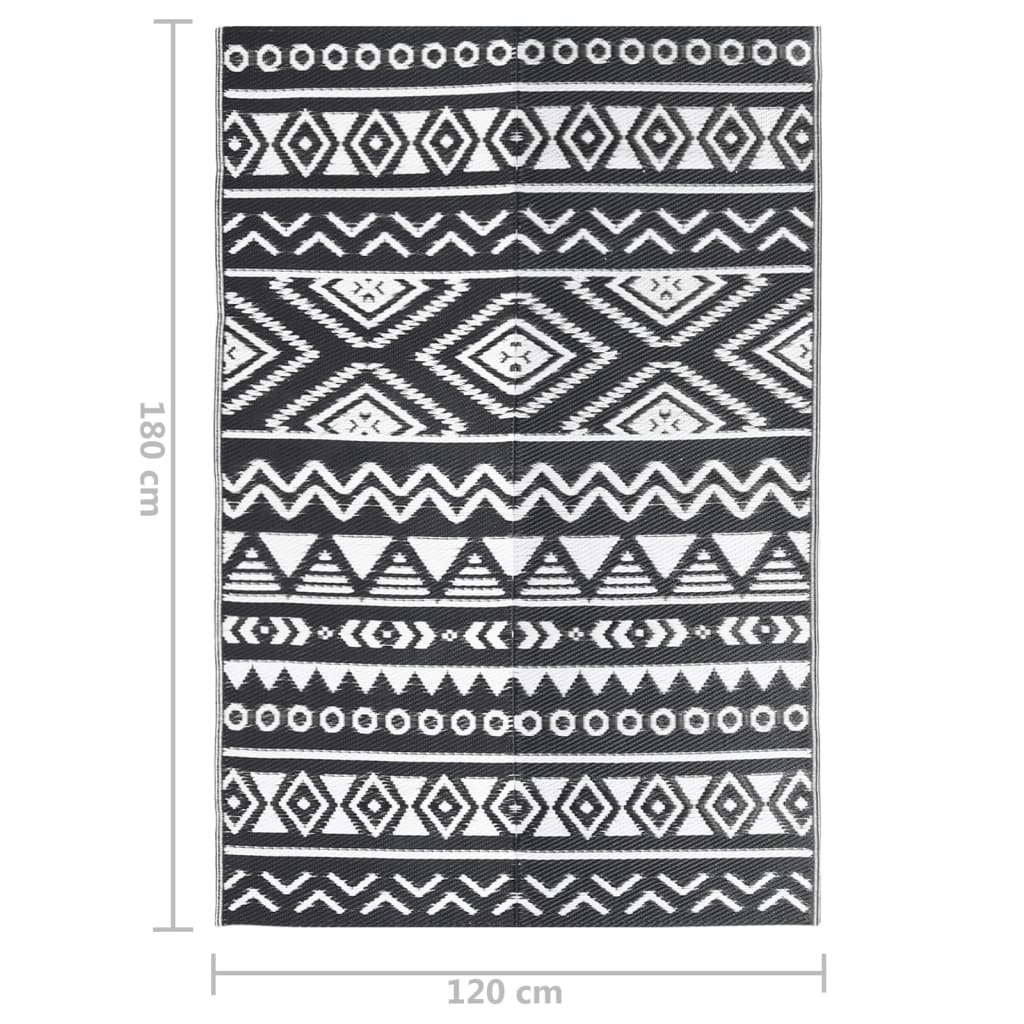 Tapis d'extérieur Noir 120x180 cm PP