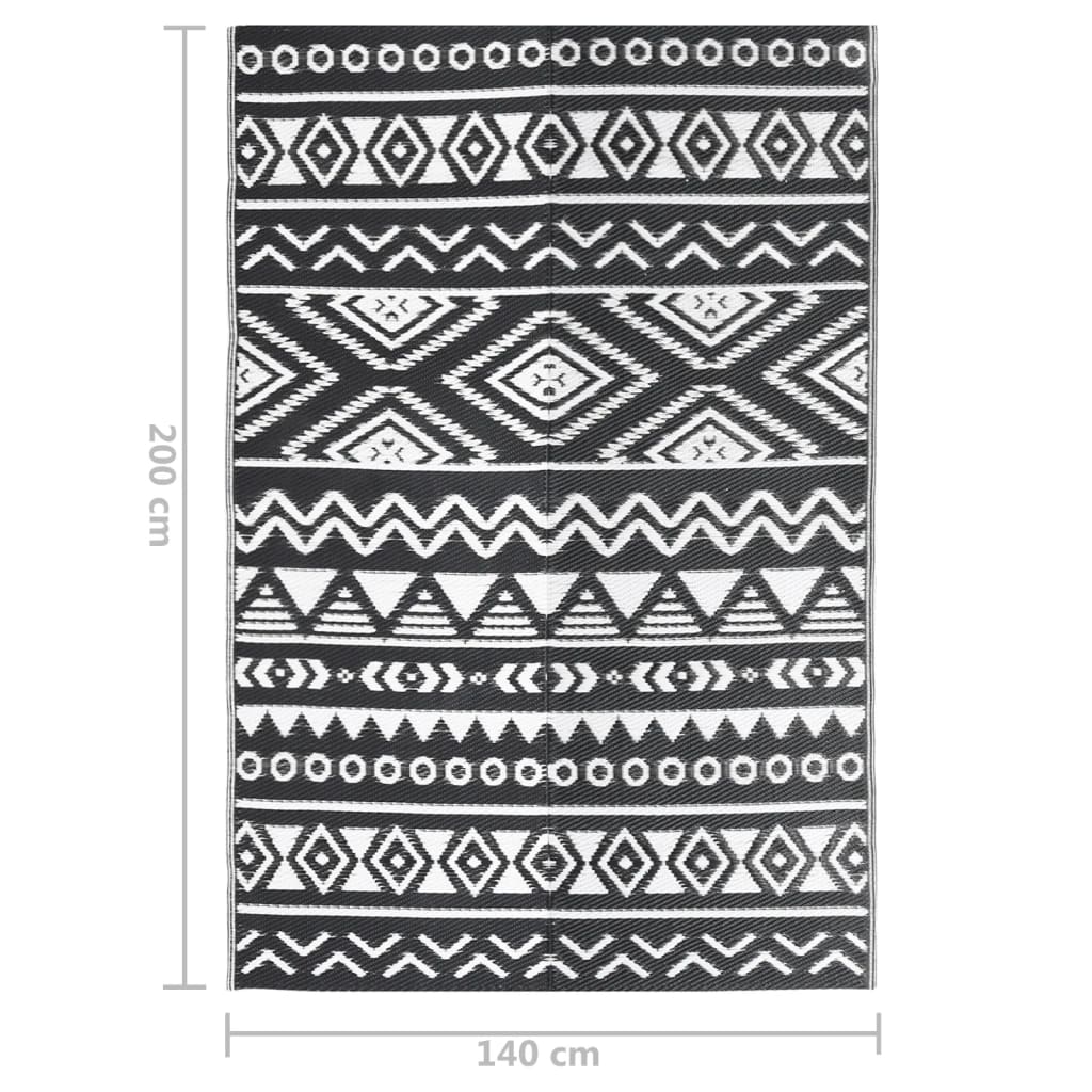 Tapis d'extérieur Noir 140x200 cm PP