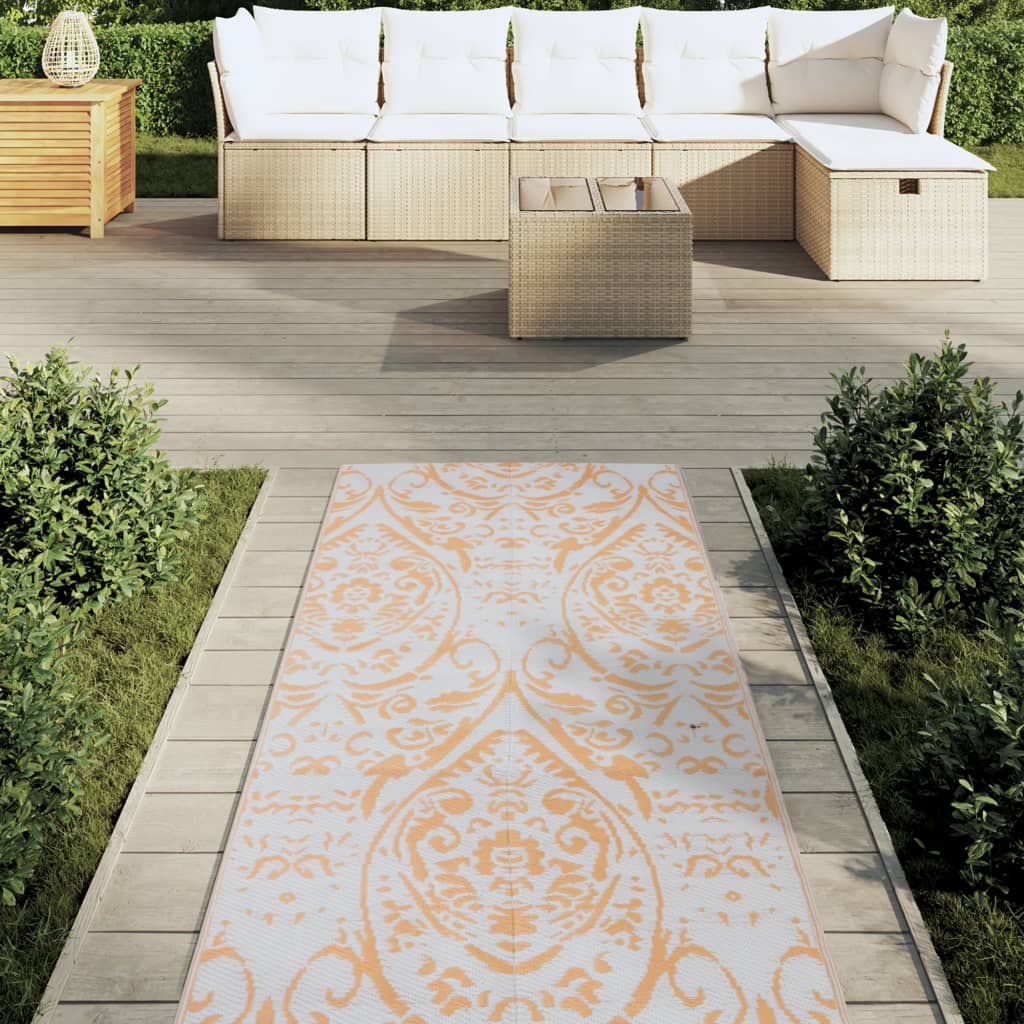 Tapis d'extérieur orange et blanc 80x250 cm PP