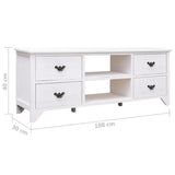 Meuble TV Blanc antique 108x30x40 cm Bois de Paulownia solide