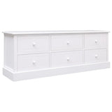 Meuble TV Blanc 108x30x40 cm Bois de Paulownia solide