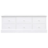 Meuble TV Blanc 108x30x40 cm Bois de Paulownia solide