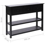 Buffet Noir 108x30x76 cm Bois de Paulownia massif