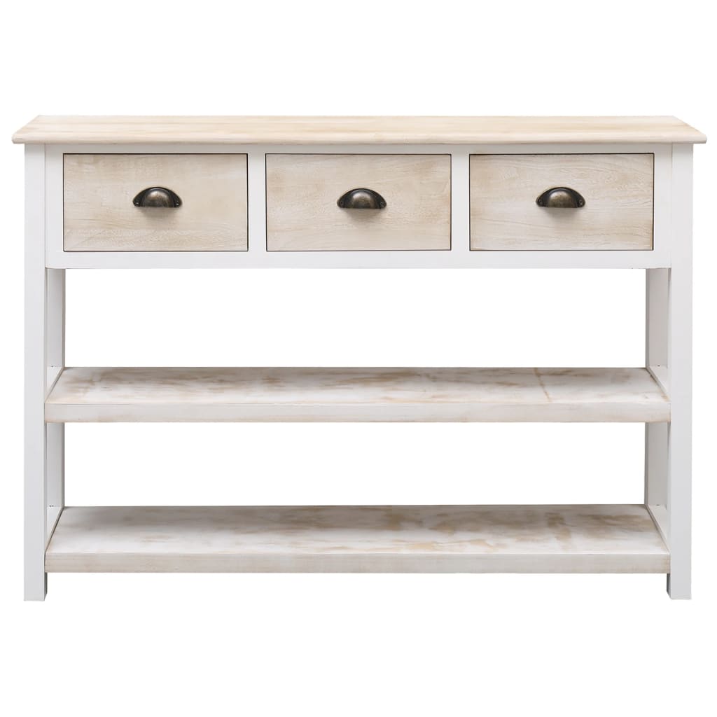 White and brown sideboard 108x30x76 cm Solid Paulownia wood