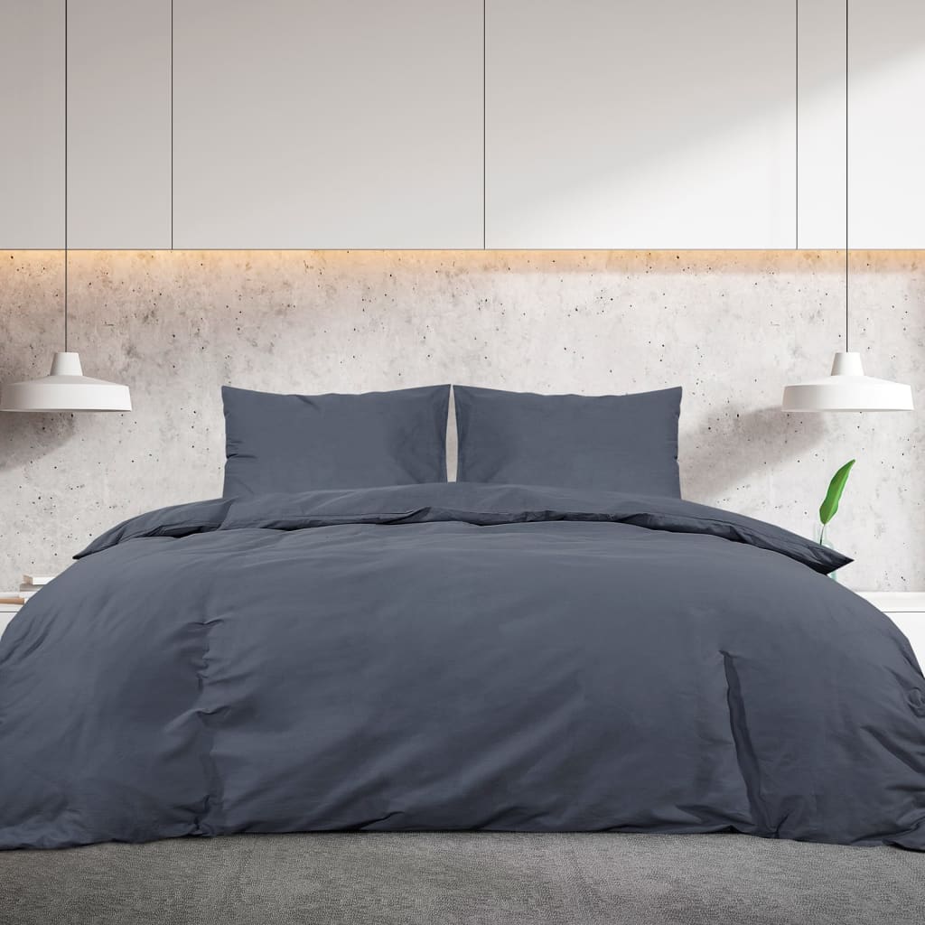 Anthracite Duvet Cover Set 200x200 cm Microfiber