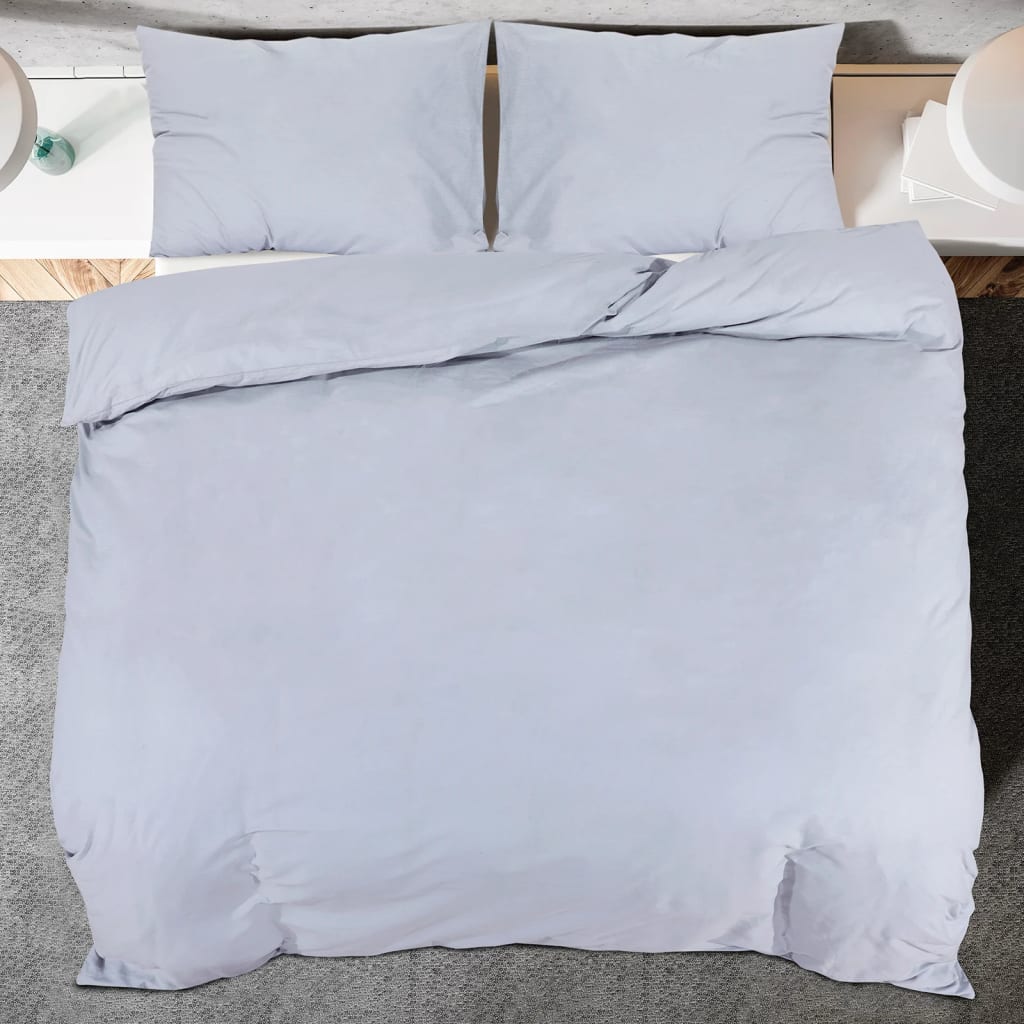 Grey Duvet Cover Set 260x240 cm Lightweight Microfiber