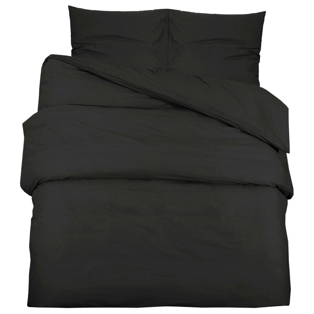 Black Duvet Cover Set 135x200 cm Lightweight Microfiber