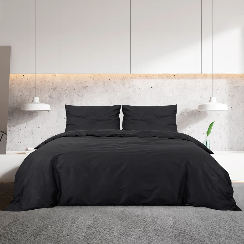 Black Duvet Cover Set 135x200 cm Lightweight Microfiber