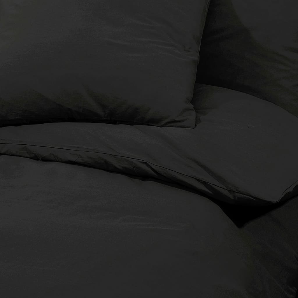 Black Duvet Cover Set 135x200 cm Lightweight Microfiber