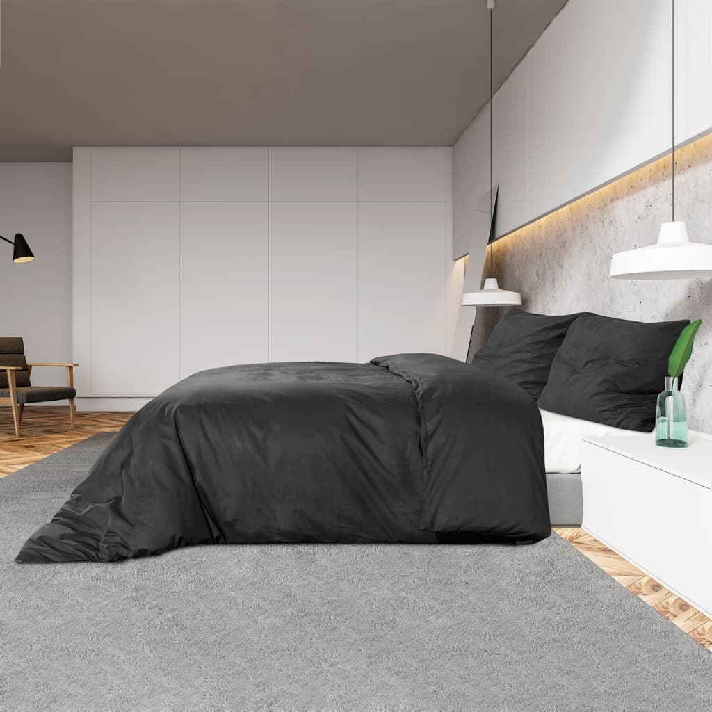 Black Duvet Cover Set 200x200 cm Lightweight Microfiber