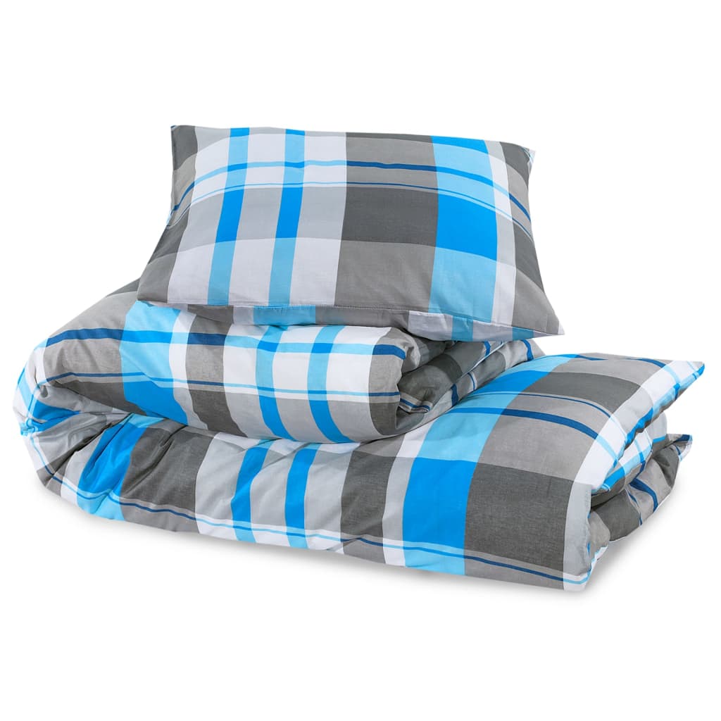 Blue and Grey Duvet Cover Set 200x200 cm Cotton