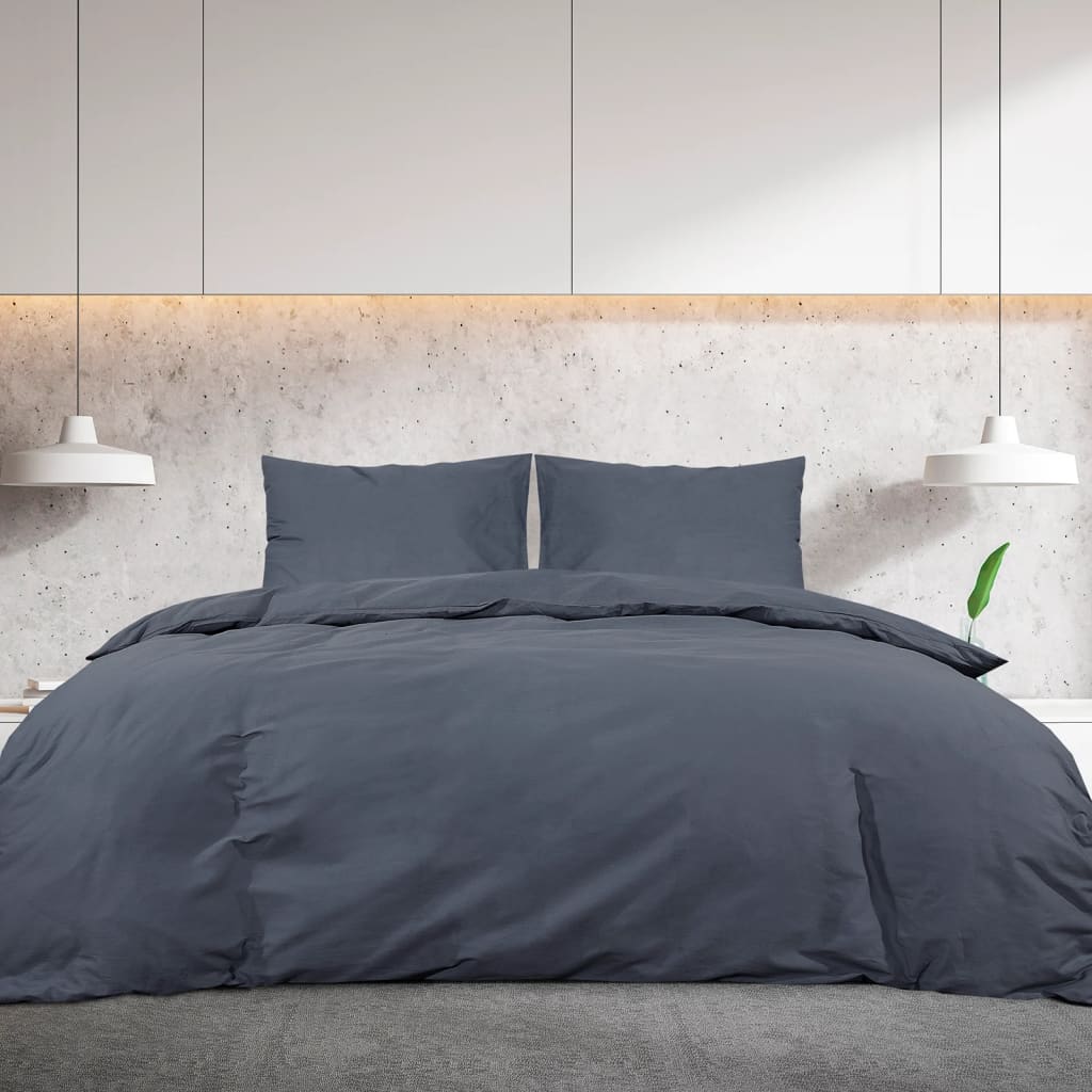 Anthracite Duvet Cover Set 200x200 cm Cotton