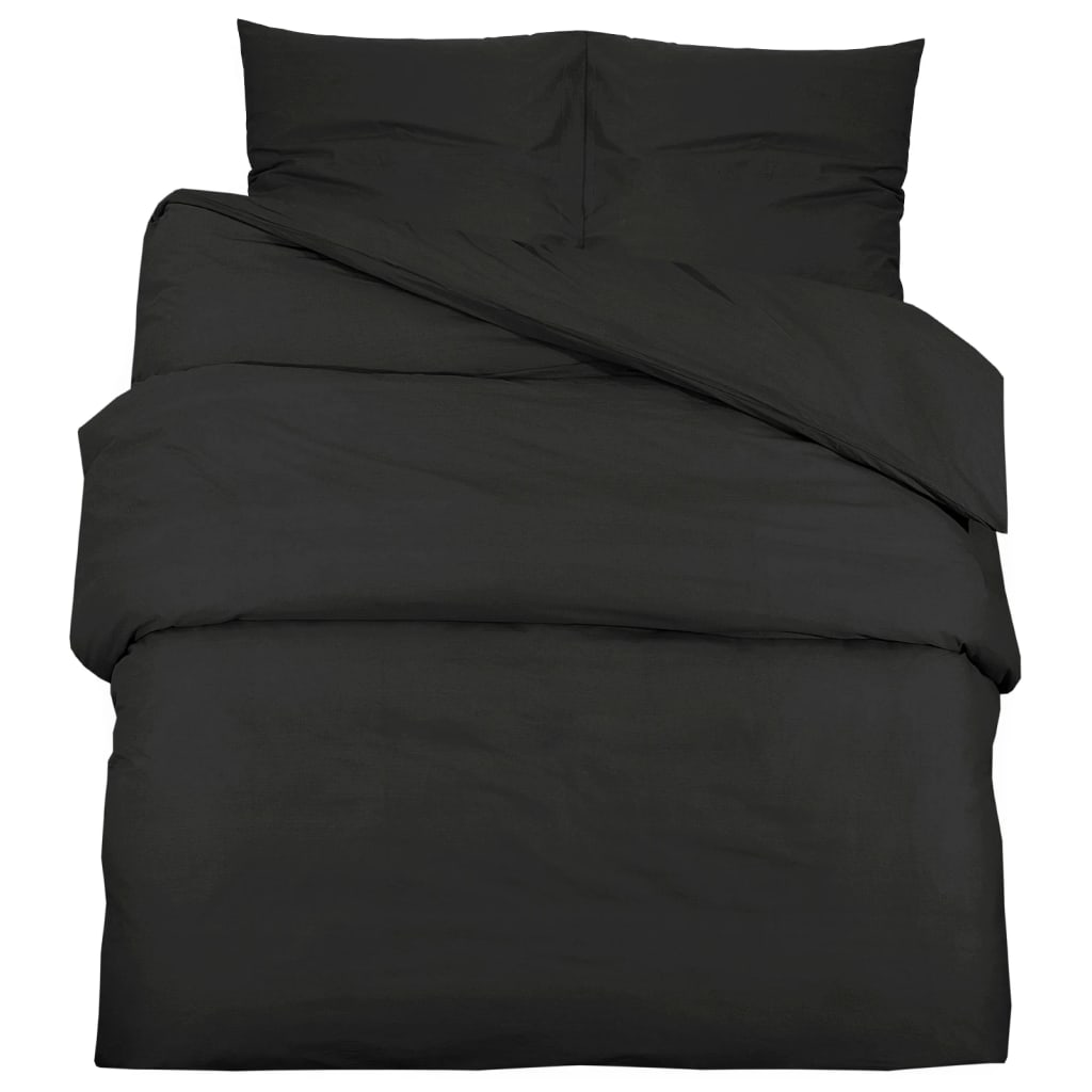 Ensemble de housse de couette Noir 200x200 cm Coton