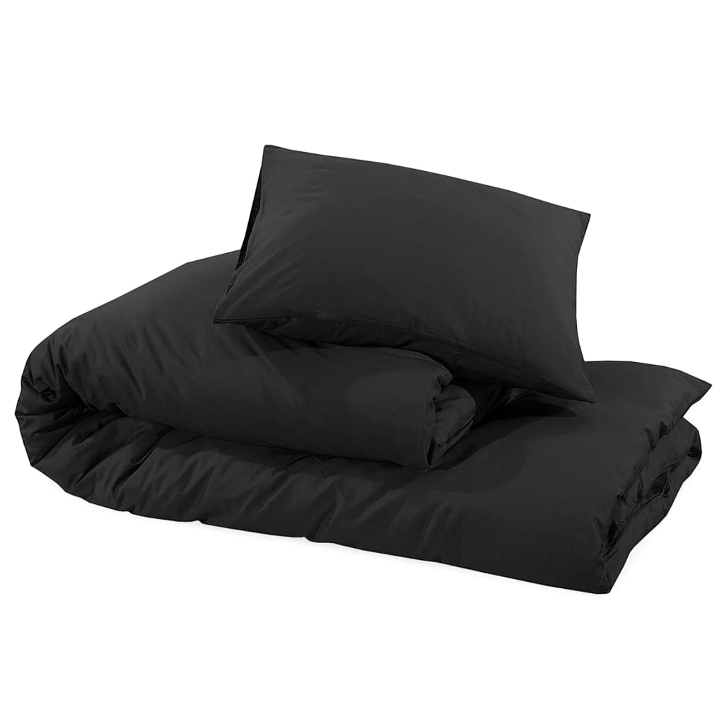 Bettbezug-Set Schwarz 240x220 cm Baumwolle