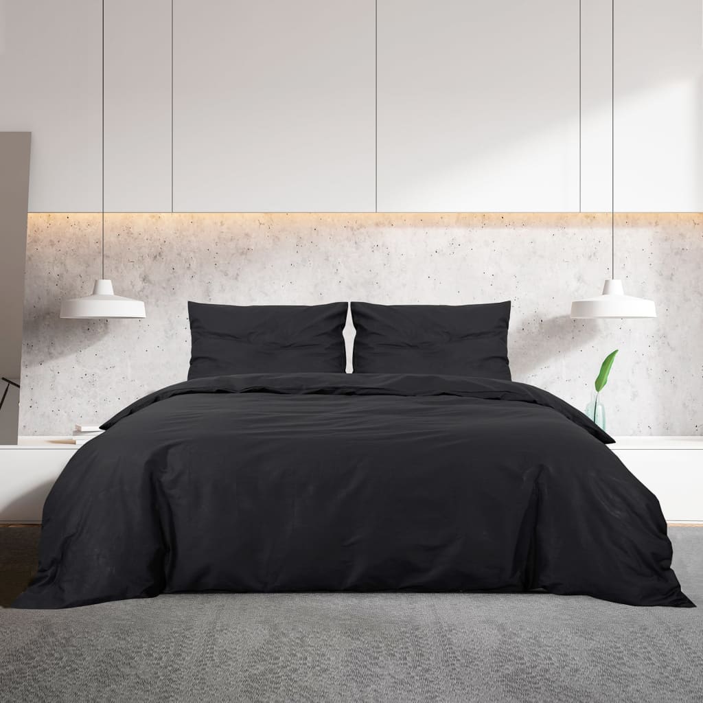 Black Duvet Cover Set 135x200 cm Cotton