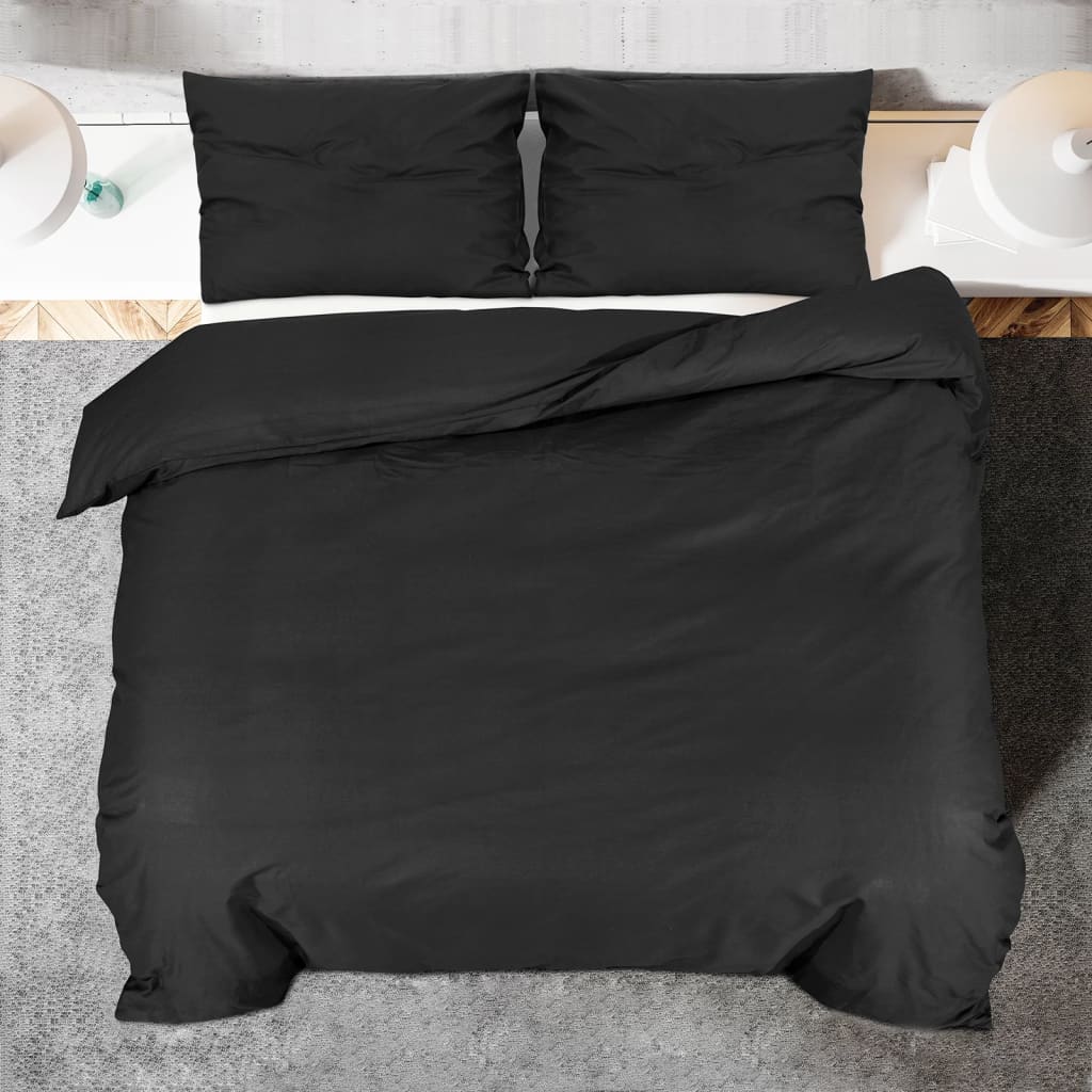 Black Duvet Cover Set 135x200 cm Cotton