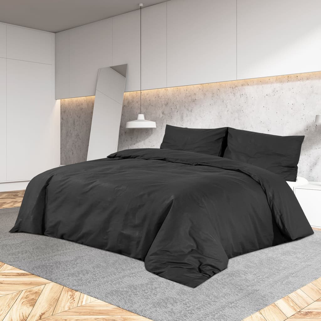 Black Duvet Cover Set 200x200 cm Cotton