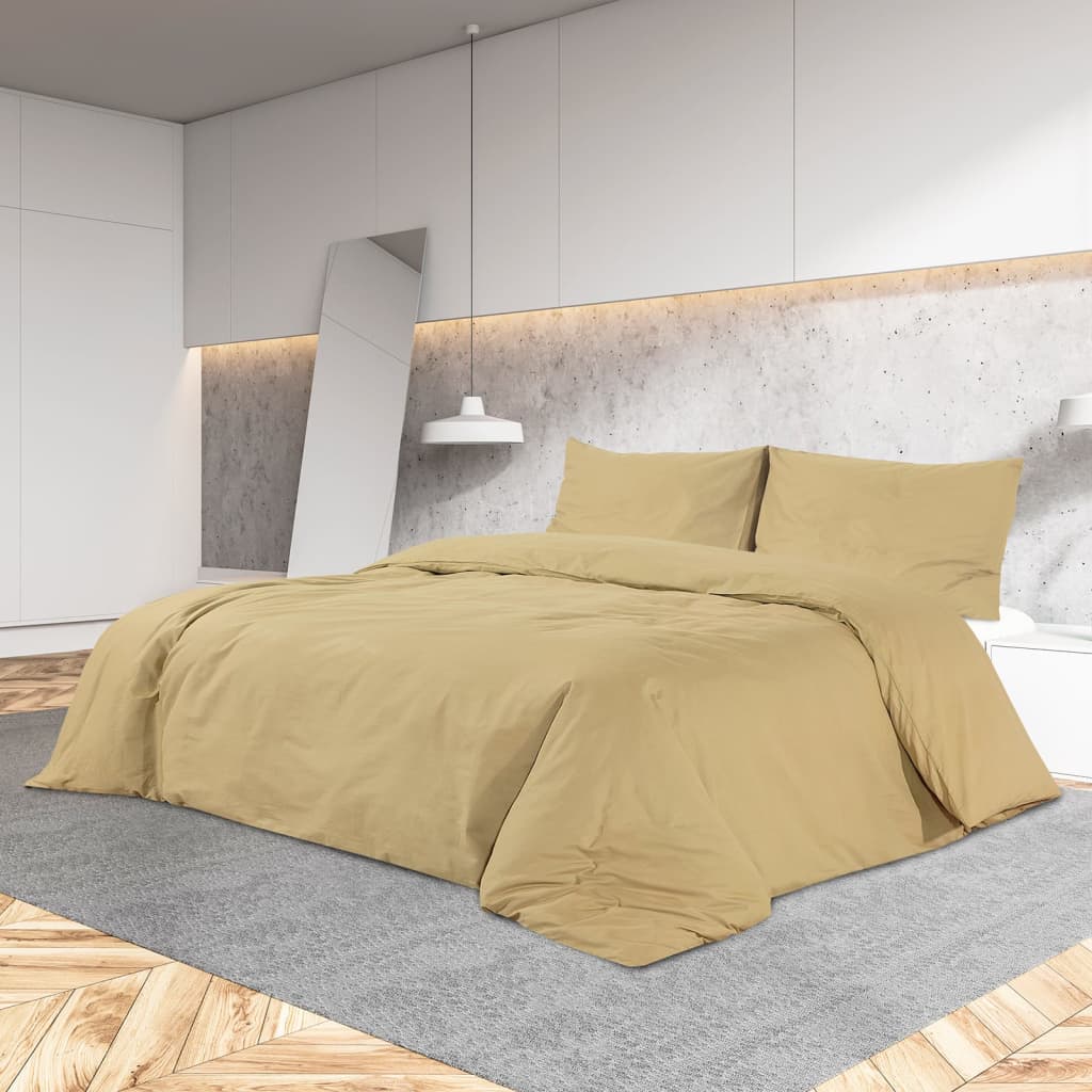 Bettbezug-Set Taupe 200x200 cm Baumwolle