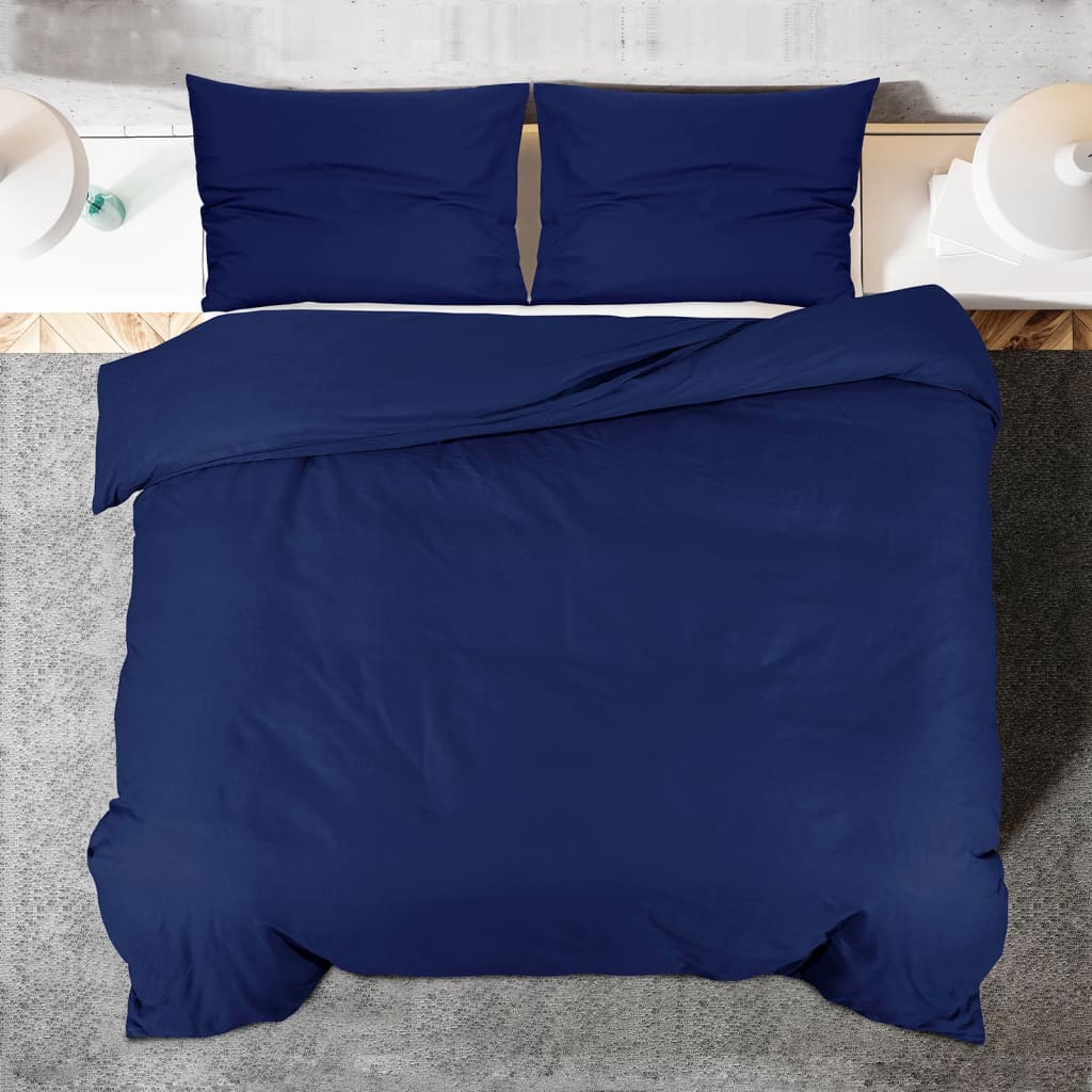 Ensemble de housse de couette Bleu marine 260x220 cm Coton