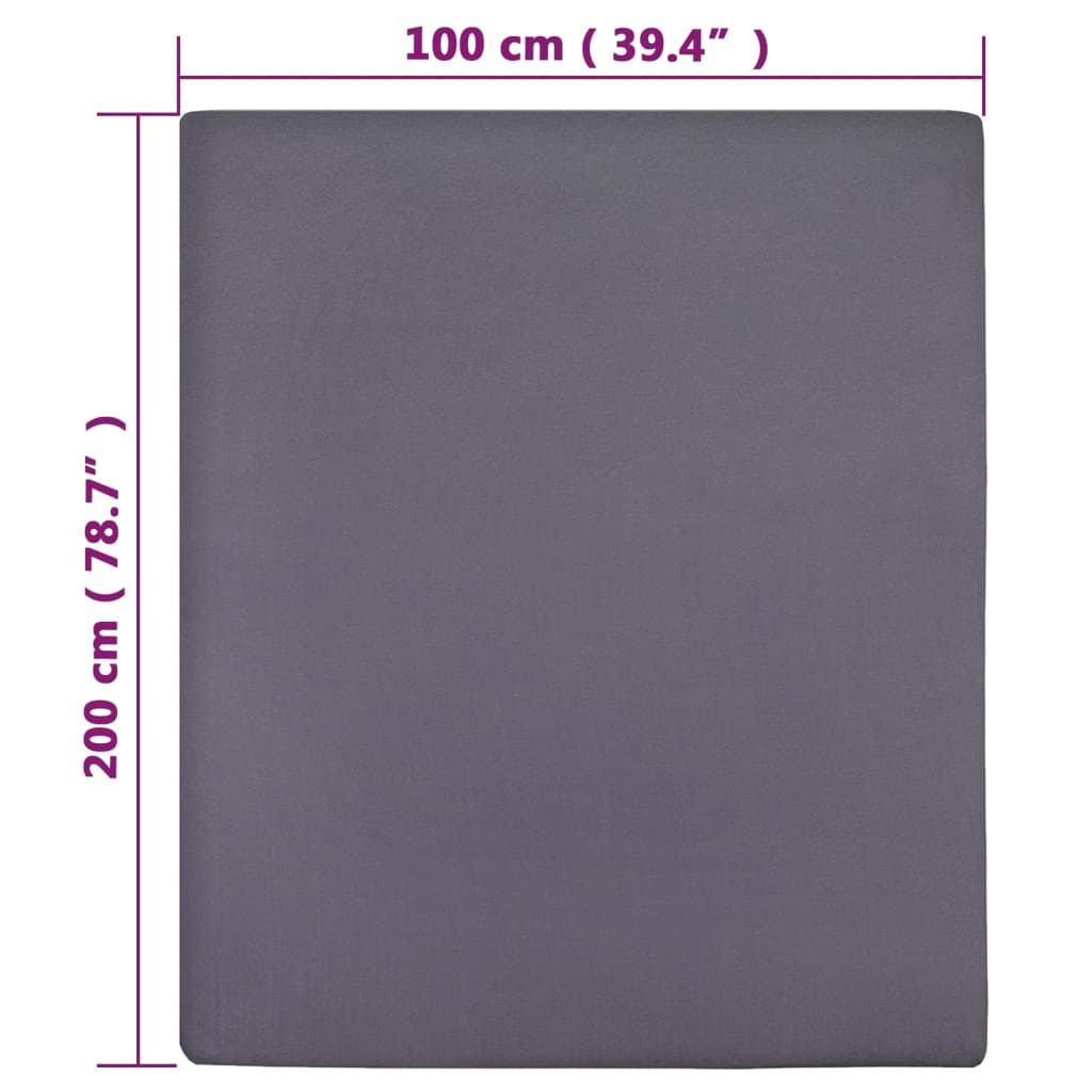 Drap-housse Jersey Anthracite 100x200 cm Coton