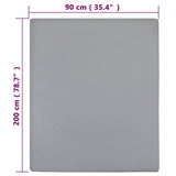 Grey Jersey Fitted Sheet 90x200 cm Cotton