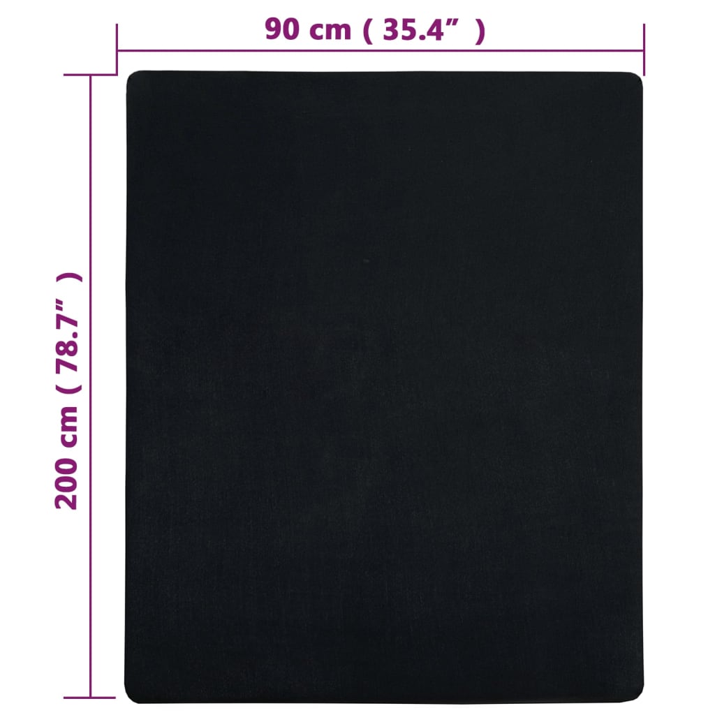 Drap-housse Jersey Noir 90x200 cm Coton