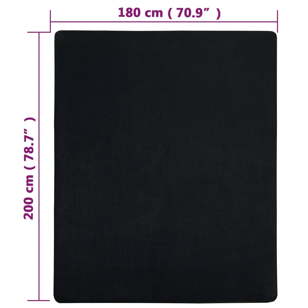 Drap-housse Jersey Noir 180x200 cm Coton