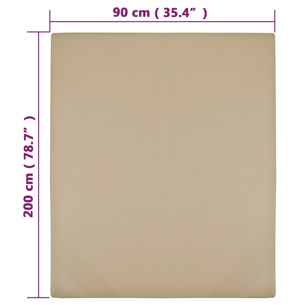 Drap-housse Jersey Taupe 90x200 cm Coton