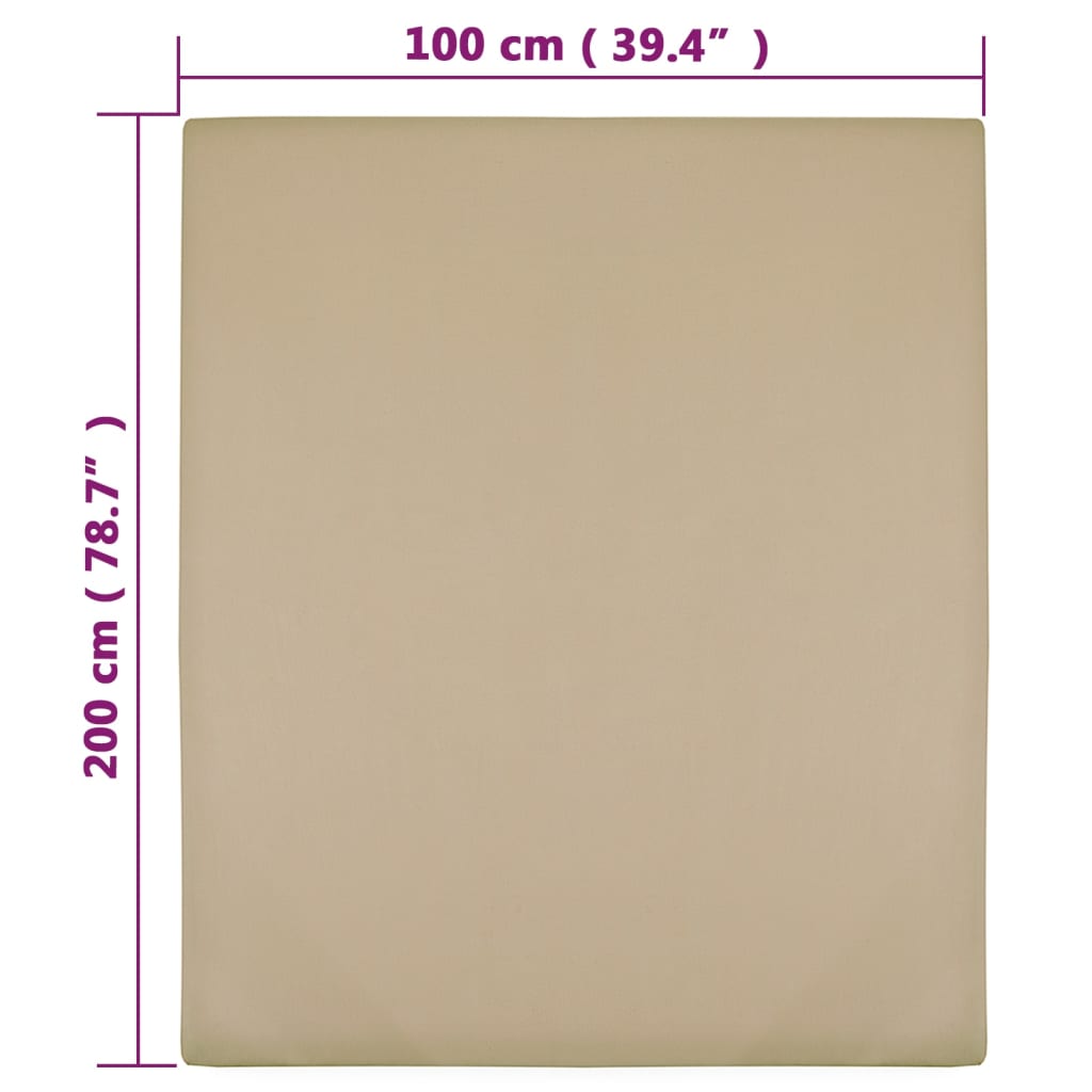 Drap-housse Jersey Taupe 100x200 cm Coton