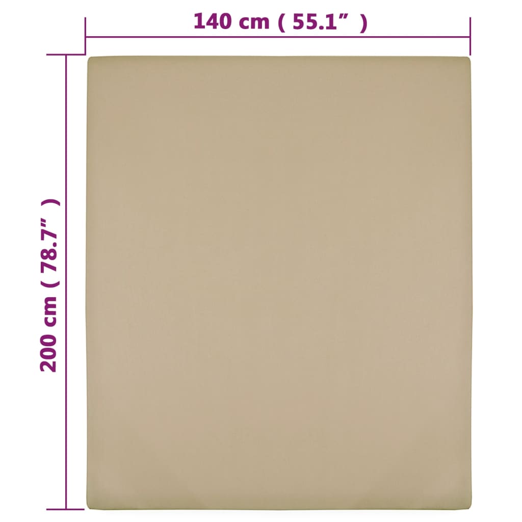 Draps-housses Jersey 2 pcs Taupe 140x200 cm Coton