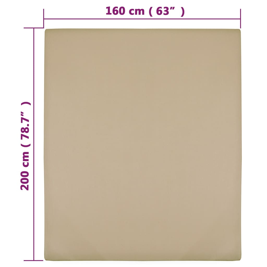 Draps-housses Jersey 2 pcs Taupe 160x200 cm Coton