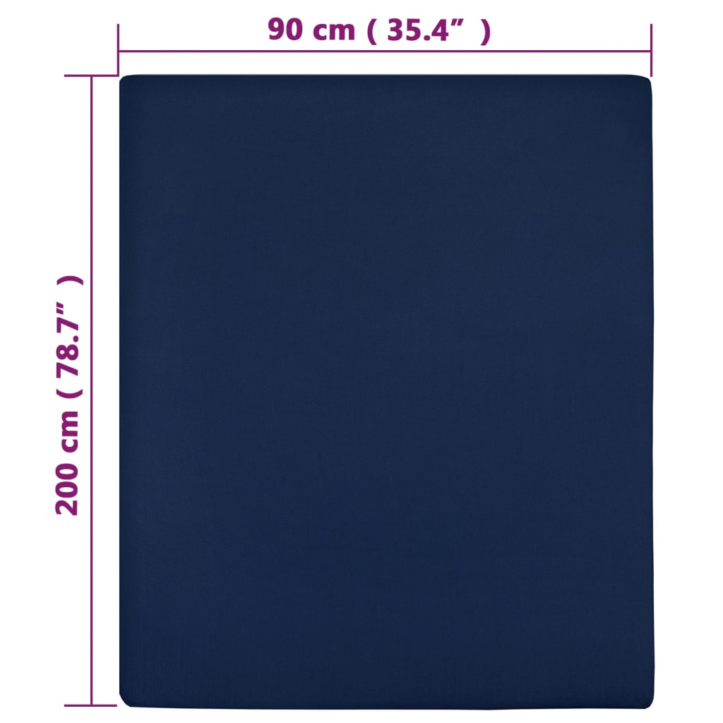 Drap-housse Jersey Bleu marine 90x200 cm Coton