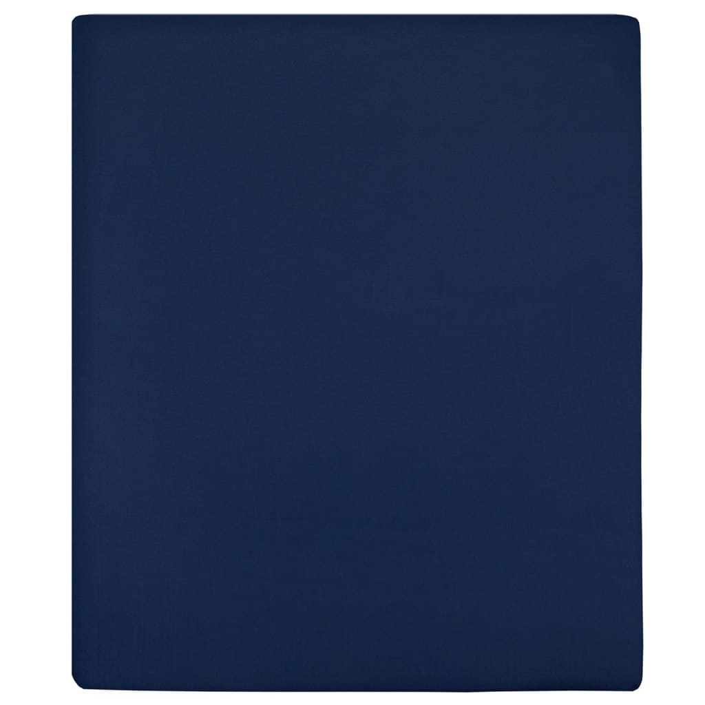 Draps-housses Jersey 2 pcs Bleu marine 90x200 cm Coton