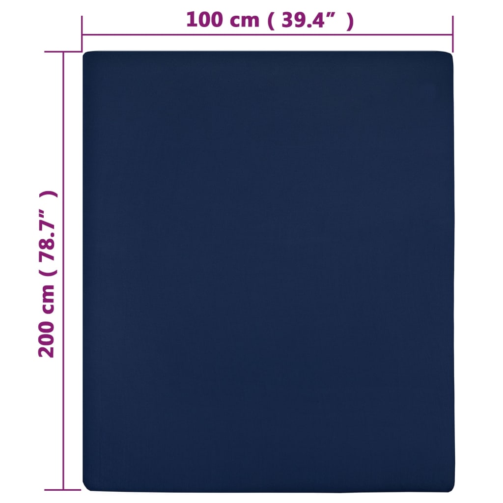 Drap-housse Jersey Bleu marine 100x200 cm Coton