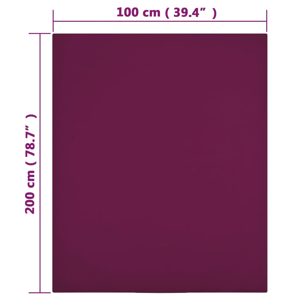 Draps-housses Jersey 2 pcs Bordeaux 100x200 cm Coton