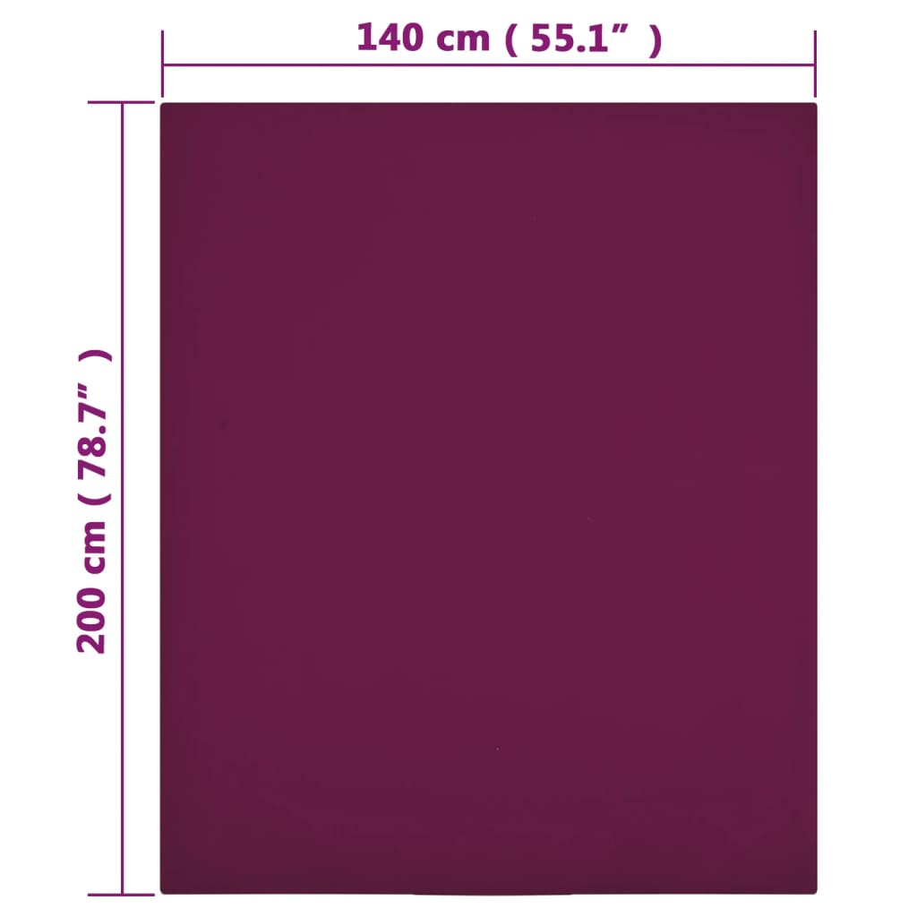 Draps-housses Jersey 2 pcs Bordeaux 140x200 cm Coton