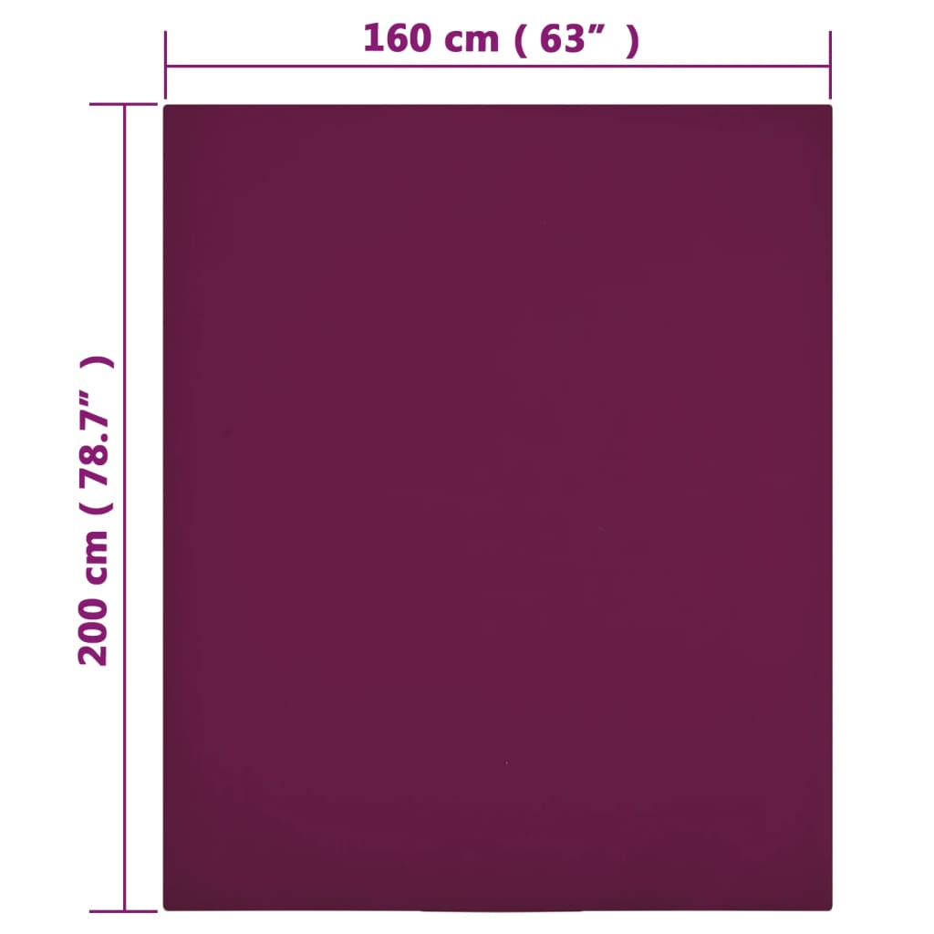 Bordeaux Jersey Fitted Sheet 160x200 cm Cotton