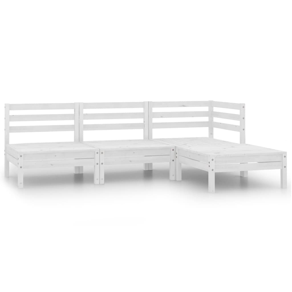 Salon de jardin 4 pcs Bois de pin massif Blanc