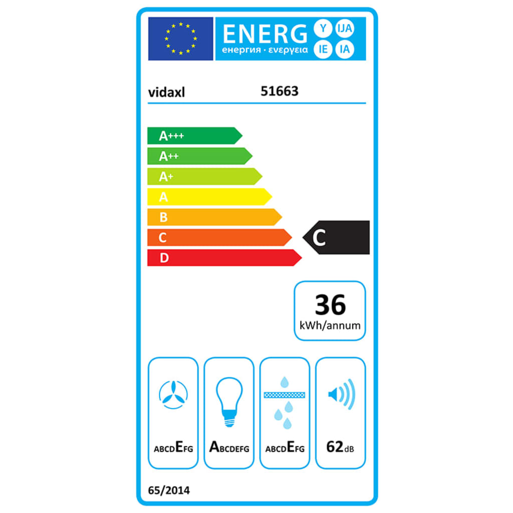 Hotte murale 60 cm Acier inoxydable et verre trempé Blanc