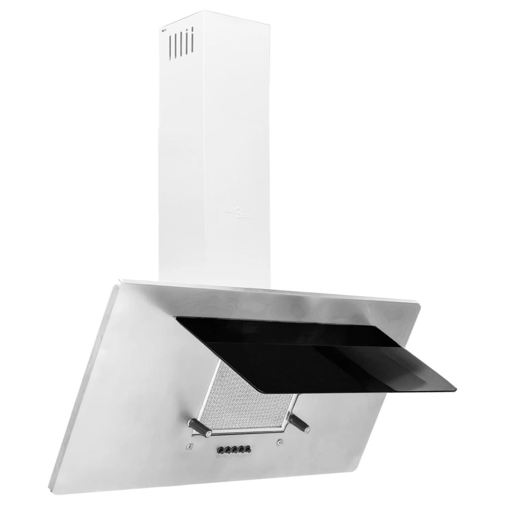 90 cm wall hood Stainless steel and tempered glass Silver