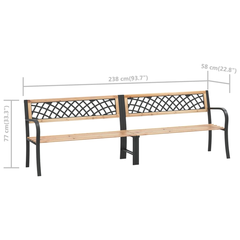 Banc double de jardin 238 cm bois de pin chinois