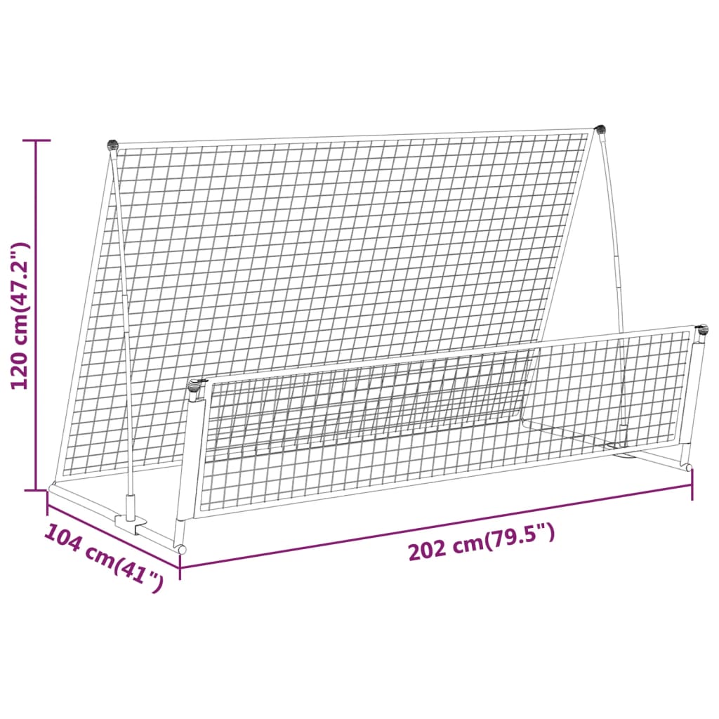 But de football de rebondissement 2 en 1 202x104x120 cm Acier